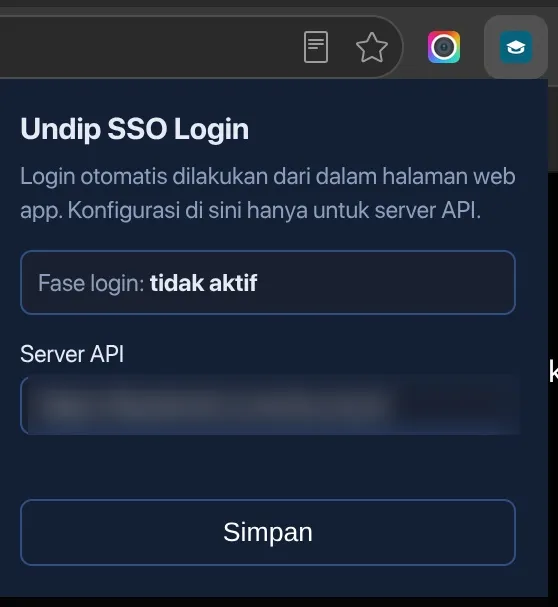YoDips browser extension setup with the backend URL redacted
